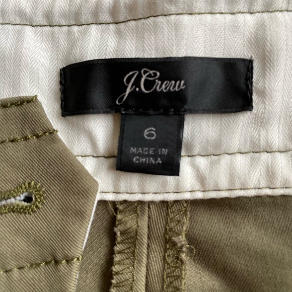J. Crew Wide Leg Cotton Blend Dark Olive Green Trousers Size 6 - Picture 3 of 10